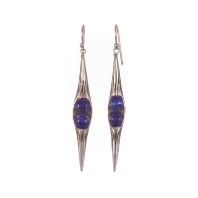 Lapis Lazuli Seedpod earrings, ethical jewellery handcrafted by Caraliza Designs