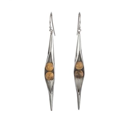 Jasper Seedpod Earrings, ethical Irish jewellery handcrafted in sterling silver by Caraliza Designs