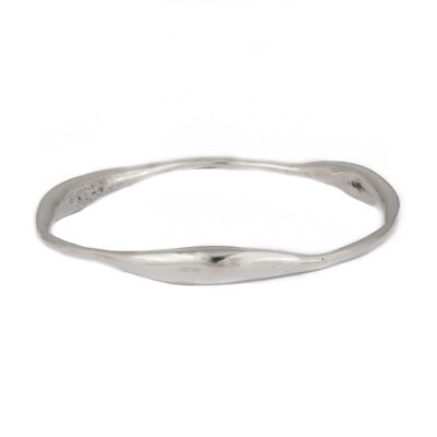 "Curvy Delight" wide polished sterling silver bangle, ethical jewellery handcrafted by Caraliza Designs