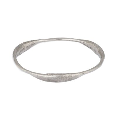 "Curvy Delight" wide textured sterling silver bangle, ethically handcrafted jewellery by Caraliza Designs