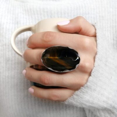 Tiger Eye ring, Irish jewellery ethically handcrafted in sterling silver by Caraliza Designs