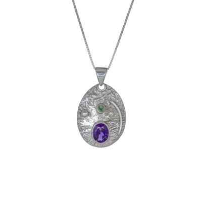 You Are My Universe Amethyst Peridot Pendant, Irish jewellery ethically handcrafted in sterling silver by Caraliza Designs
