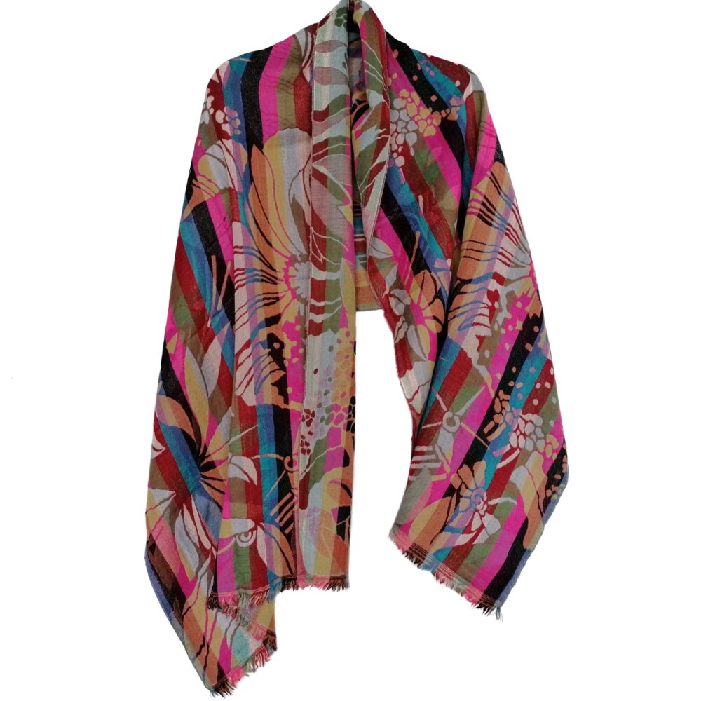 Bubblegum Blossom Merino Wool Shawl by Caraliza Designs