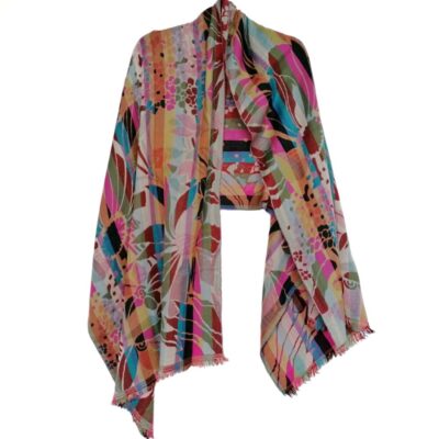 Bubblegum Blossom Merino Wool Shawl by Caraliza Designs