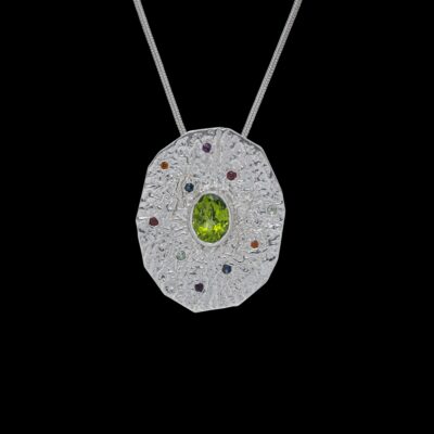 Peridot Oval Lunar Pendant, Irish jewellery ethically handcrafted in sterling silver by Caraliza Designs