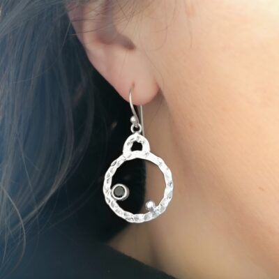 Cosmos Circle Earrings, Irish jewellery ethically handcrafted in sterling silver by Caraliza Designs