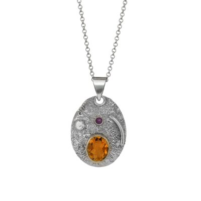 "You Are My Universe" Citrine Amethyst Pendant