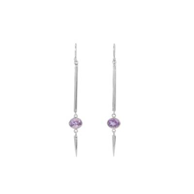Amethyst Long Bar Earrings, Irish designed jewellery handcrafted in sterling silver by Caraliza Designs