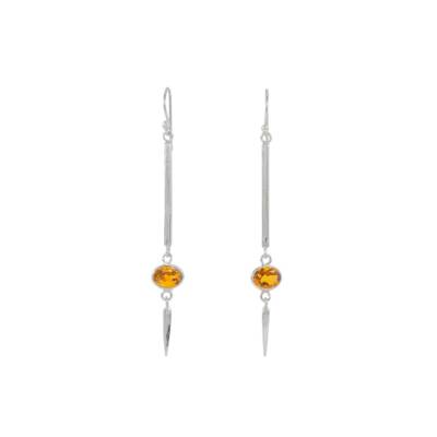 Orange Citrine Long Bar Earrings, Irish designed jewellery handcrafted in sterling silver by Caraliza Designs