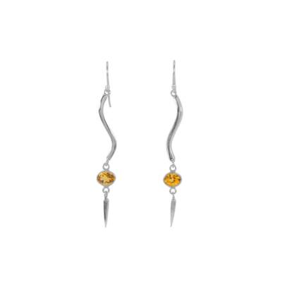 Orange Citrine Wavy Elegance Earrings, Irish designed jewellery handcrafted in sterling silver by Caraliza Designs