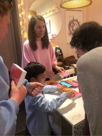 Elizabeth O'Brien signing copies of Curry, Chaos and Love in Snout, Ballincollig at the book launch party for her memoir.