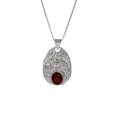 You Are My Universe Garnet Peridot Pendant, Irish jewellery handcrafted by Caraliza Designs
