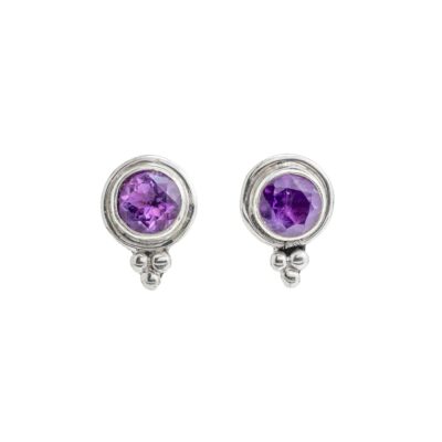 Grace Amethyst Silver Stud Earrings