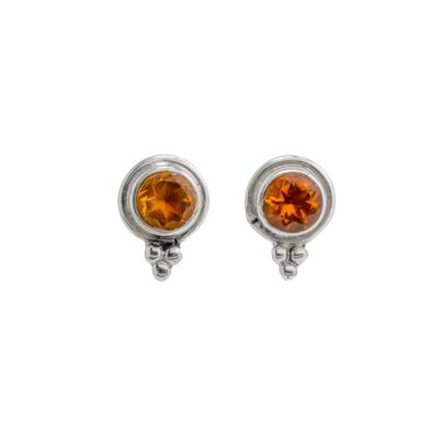 Grace Orange Citrine Silver Stud Earrings