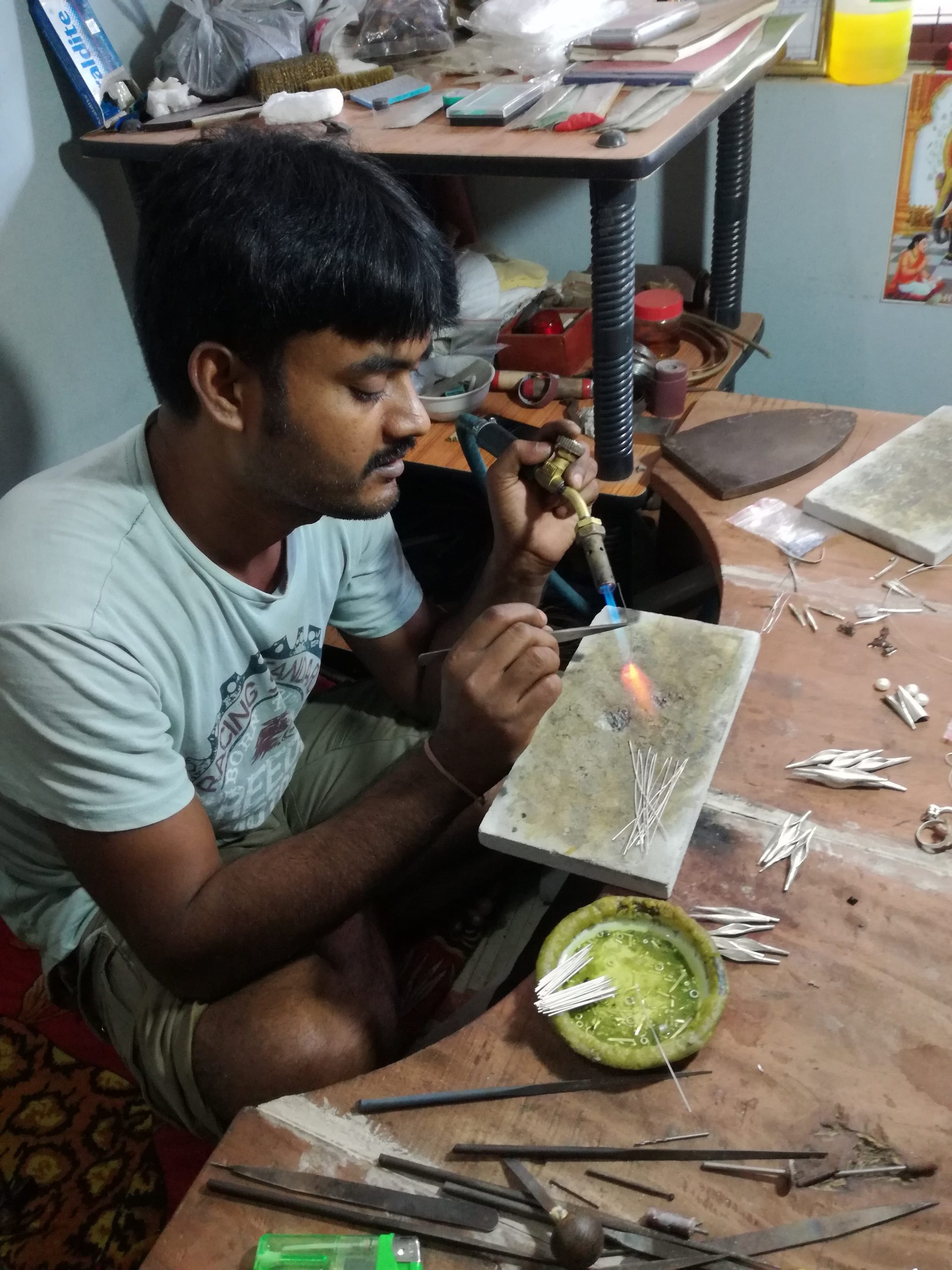 Ashis goldsmith for Caraliza Designs ethical handcrafted jewellery in sterling silver