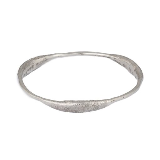 "Curvy Delight" wide textured sterling silver bangle, ethically handcrafted jewellery by Caraliza Designs