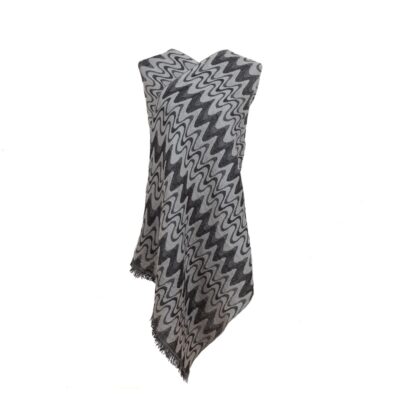 Silver Chevrons Merino Wool Shawl by Caraliza Designs