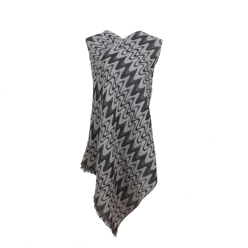 Silver Chevrons Merino Wool Shawl by Caraliza Designs