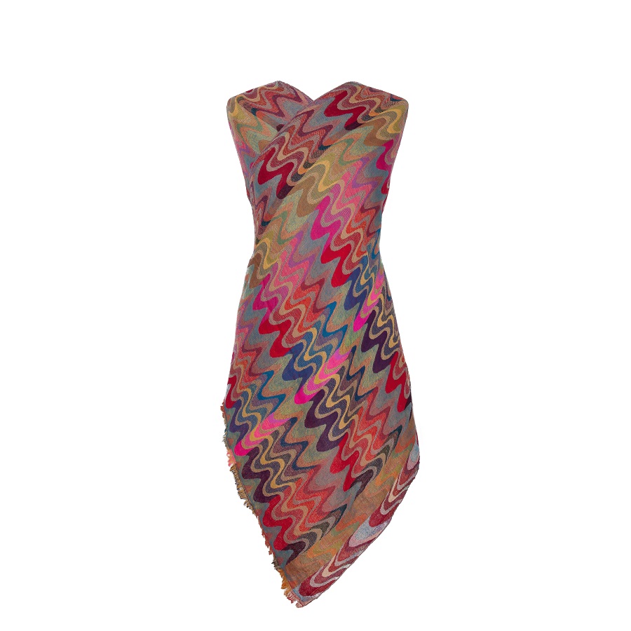 Disco Chevrons Merino Wool Shawl Eco Sustainable Fashion by Caraliza Designs