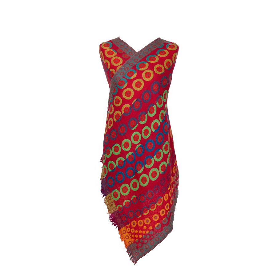 Fiery Kandinsky Merino Wool Shawl Eco Sustainable Fashion by Caraliza Designs