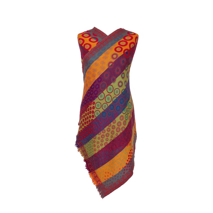 Fiery Kandinsky Merino Wool Shawl Eco Sustainable Fashion by Caraliza Designs