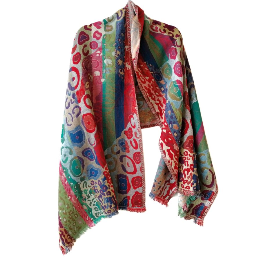 Vibrant Klimt Merino wool shawl by Caraliza Designs