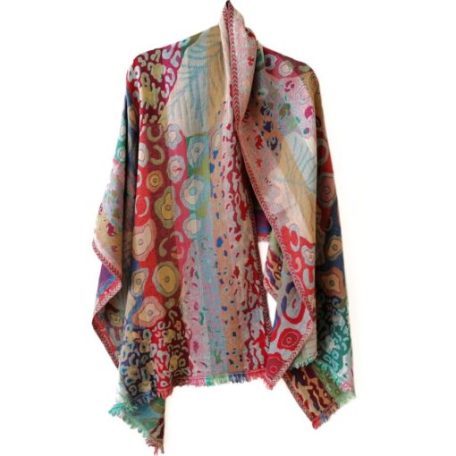 Vibrant Klimt Merino wool shawl by Caraliza Designs