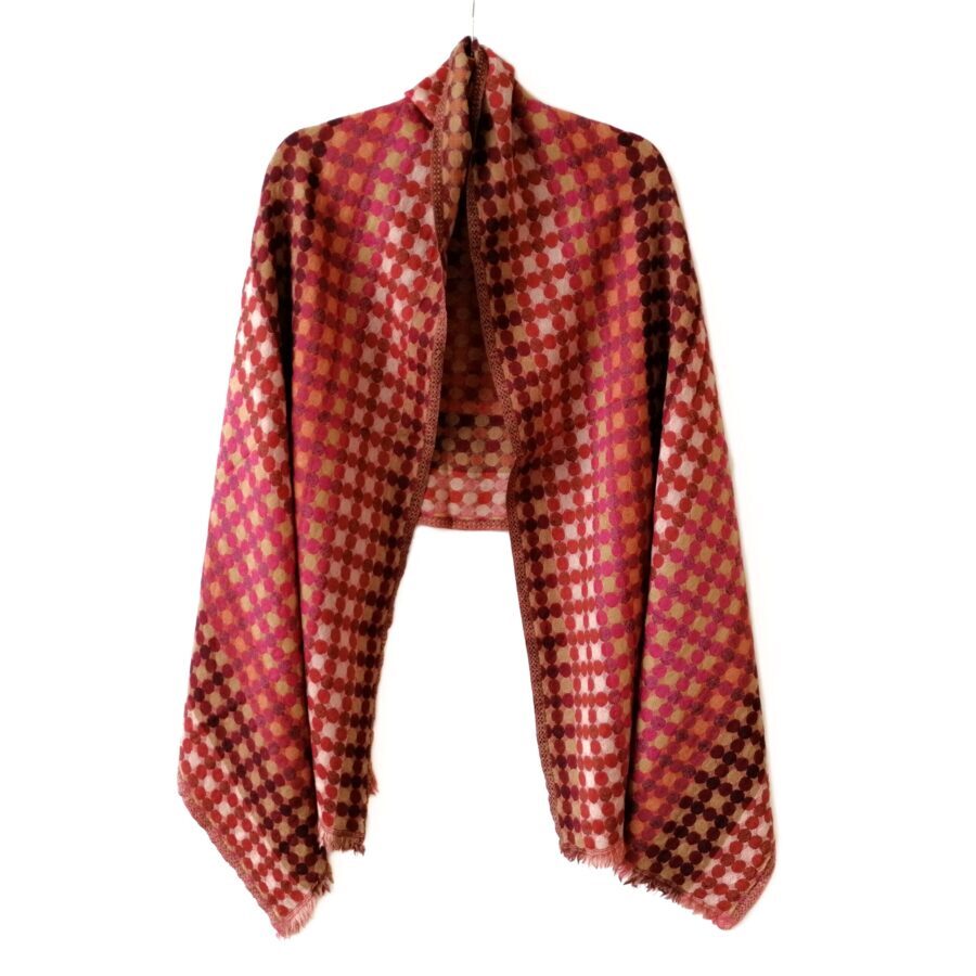 rustic polka dot merino wool shawl by Caraliza Designs
