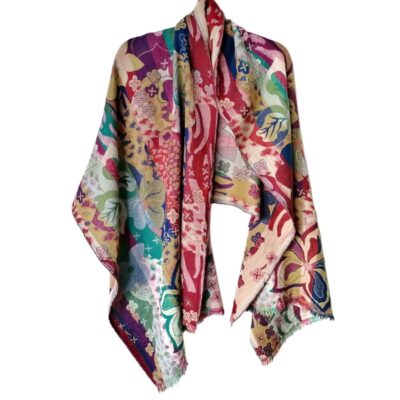 Tropical Blossom Merino Wool Shawl by Caraliza Designs