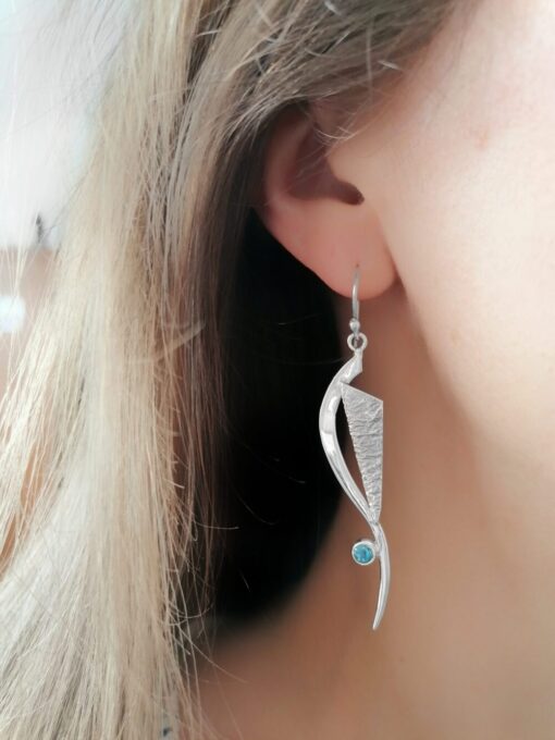Chase Your Dreams Blue Topaz earrings, ethical Irish jewellery handcrafted in sterling silver, by Caraliza Designs