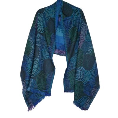 Midnight Spirals Merino Wool Shawl by Caraliza Designs
