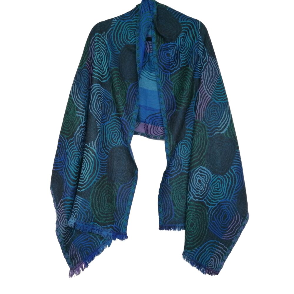 Midnight Spirals Merino Wool Shawl by Caraliza Designs
