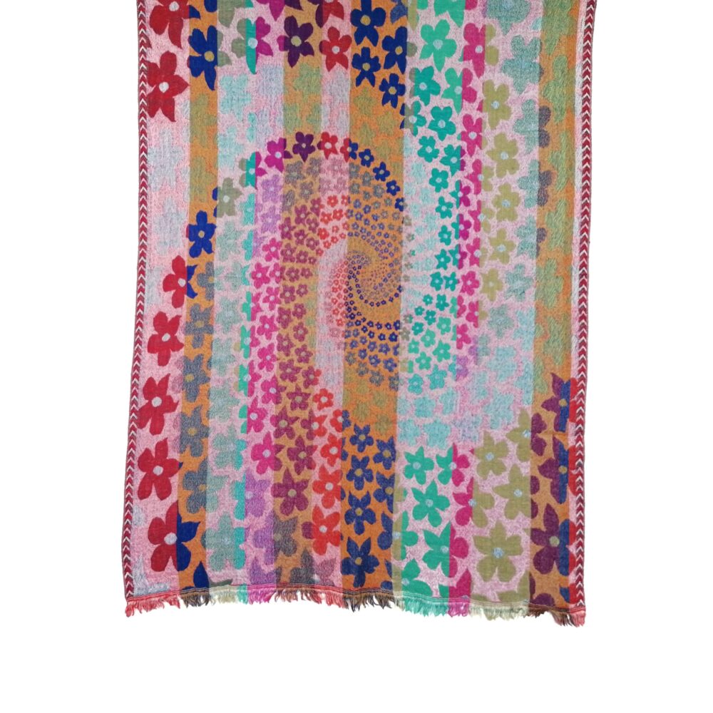 Rainbow Daisies Merino Wool Shawl by Caraliza Designs