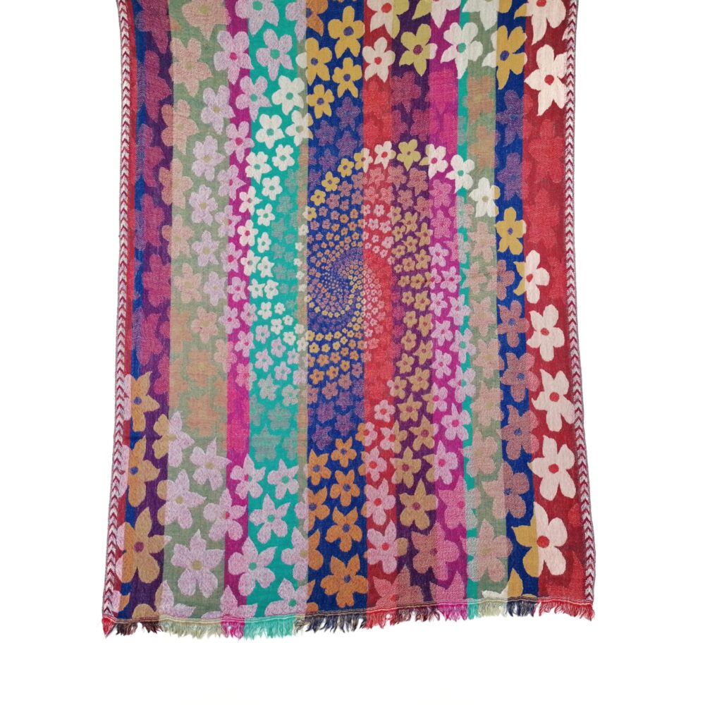 Rainbow Daisies Merino Wool Shawl by Caraliza Designs