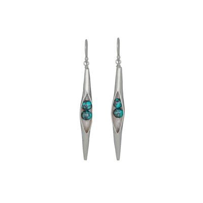 Turquoise Seedpod earrings handcrafted in sterling silver, ethical Irish jewellery by Caraliza Designs