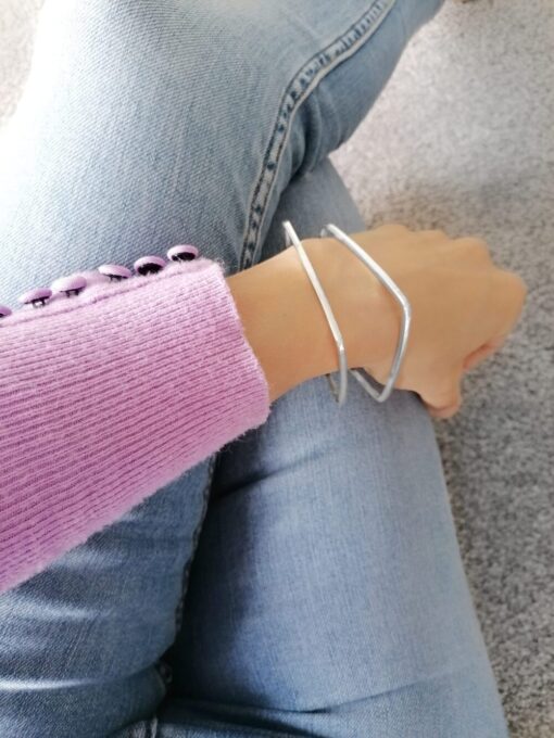 Four Elements square bangles, Irish jewellery ethically handcrafted in sterling silver by Caraliza Designs