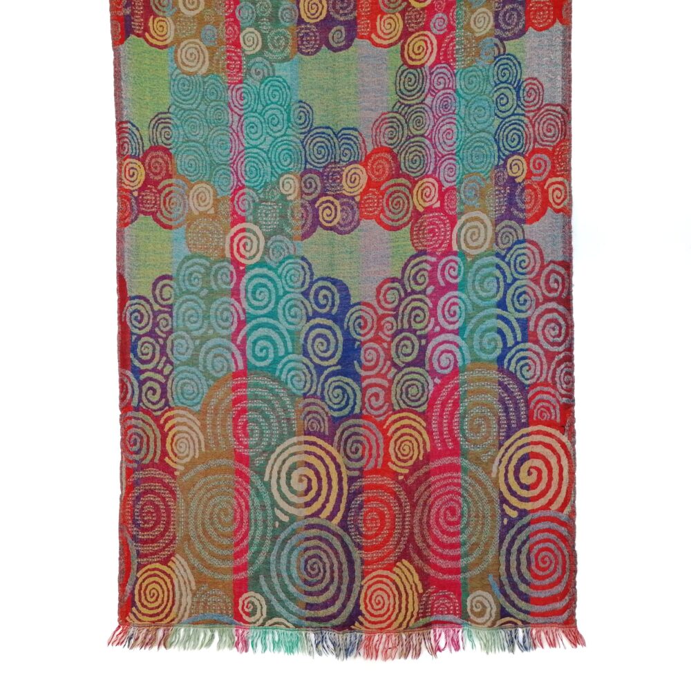 Rainbow Spirals Merino Wool Shawl by Caraliza Designs