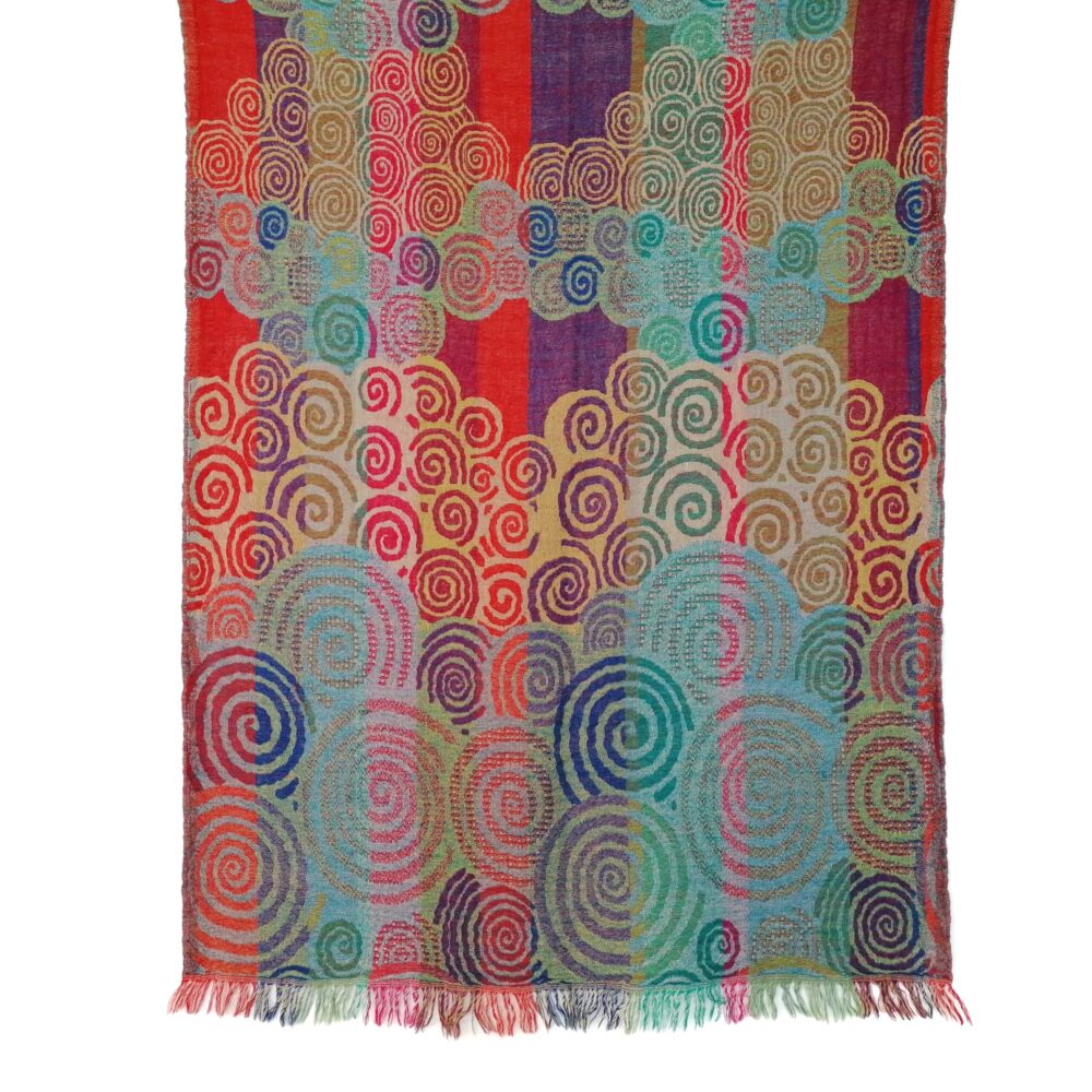 Rainbow Spirals Merino Wool Shawl by Caraliza Designs