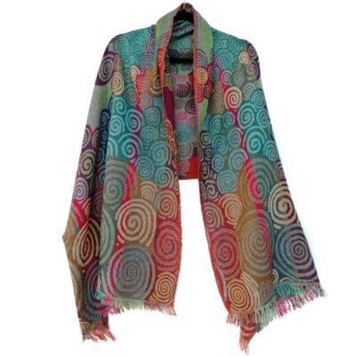 Rainbow Spirals Merino Wool Shawl by Caraliza Designs