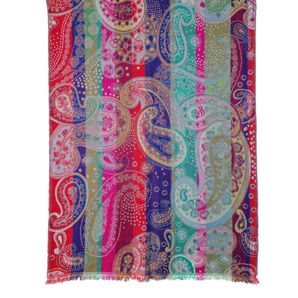 Paisley Rainbow Merino Wool Shawl by Caraliza Designs
