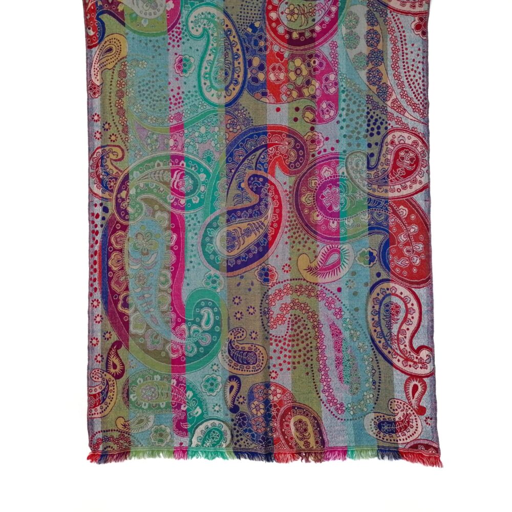 Paisley Rainbow Merino Wool Shawl by Caraliza Designs
