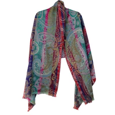 Paisley Rainbow Merino Wool Shawl by Caraliza Designs
