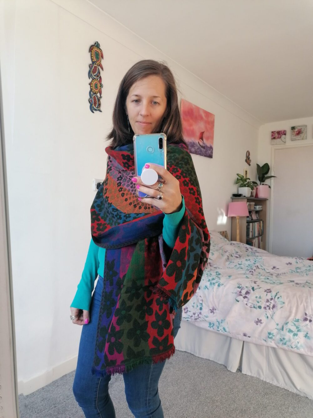 Autumn Kandinsky Merino Wool Shawl by Caraliza Designs