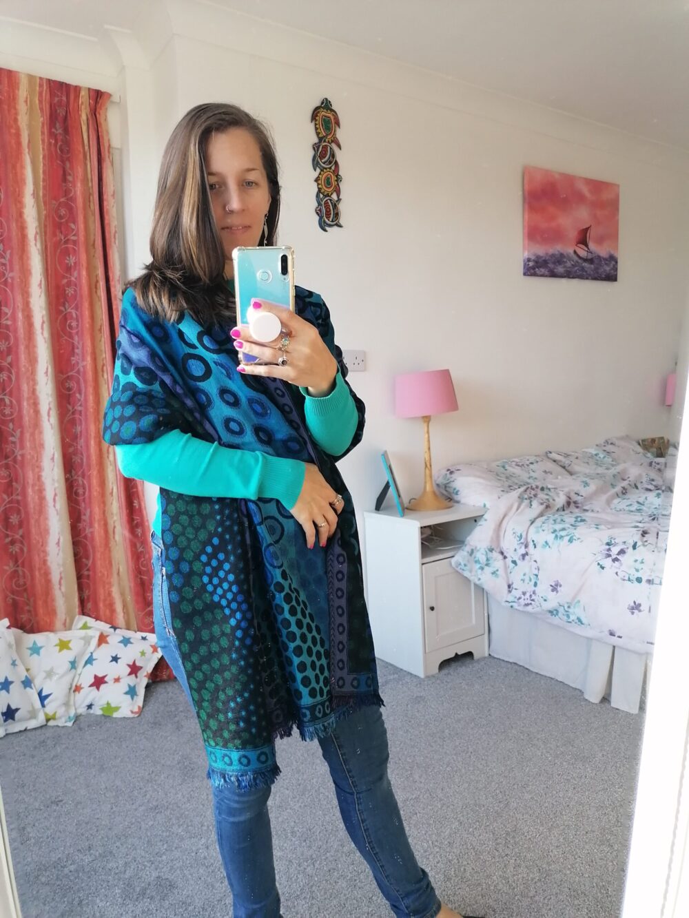 Midnight Kandinsky Merino Wool Shawl by Caraliza Designs