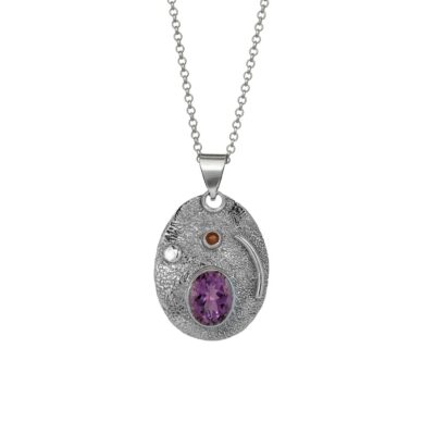 You Are My Universe Amethyst Garnet pendant, Irish jewellery ethically handcrafted in sterling silver by Caraliza Designs