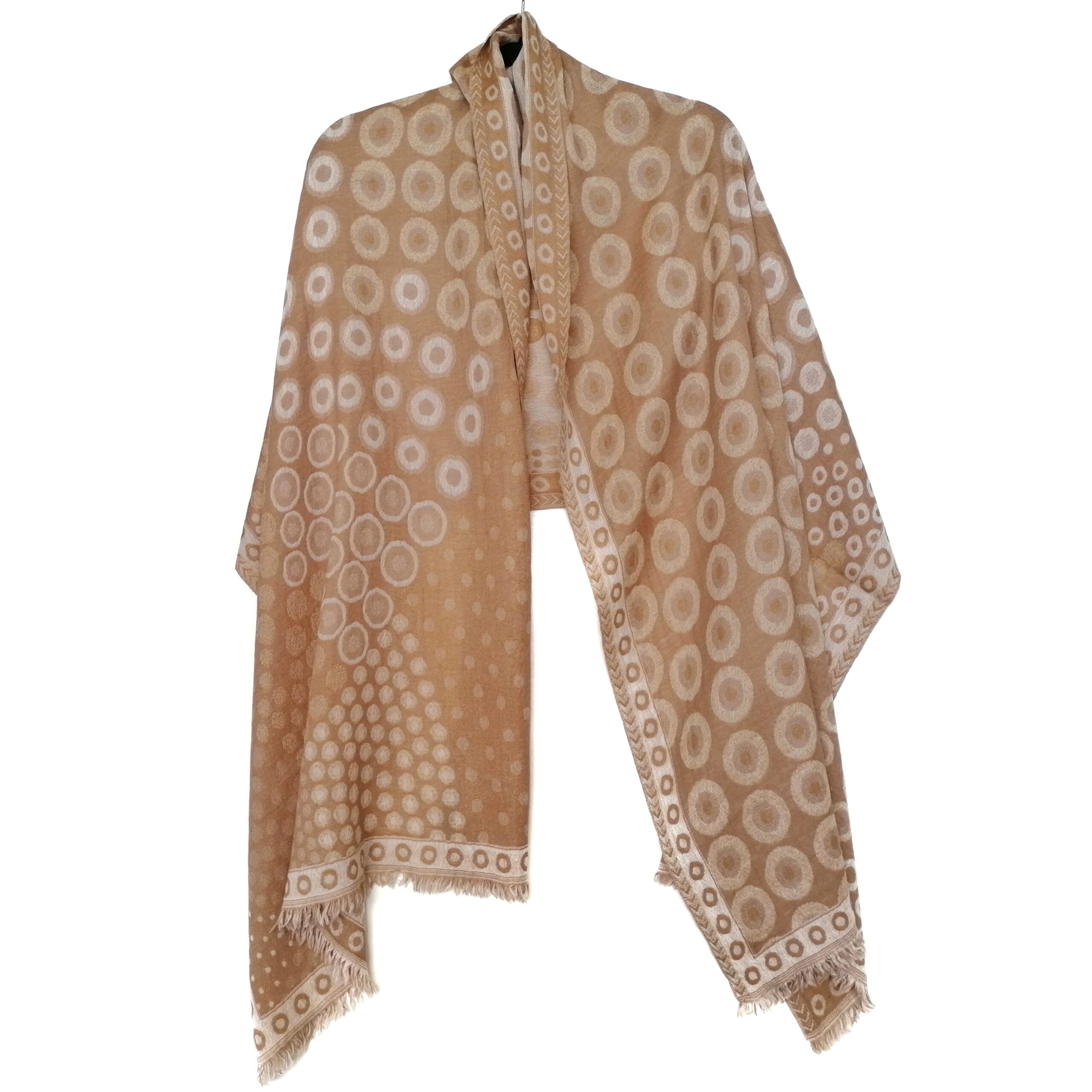 Cream Latte Kandinsky Merino Wool Shawl by Caraliza Designs