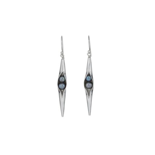 Polished Black Pearl Seedpod Earrings Irish jewellery ethically handcrafted in sterling silver by Caraliza Designs