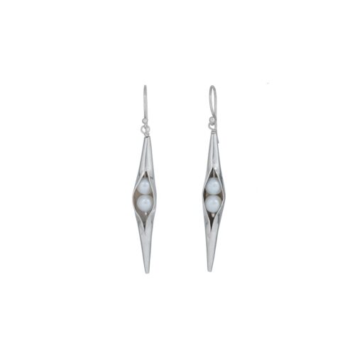 Polished White Pearl Seedpod Earrings Irish jewellery ethically handcrafted in sterling silver by Caraliza Designs