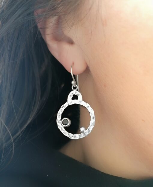 Cosmos Circle Earrings, Irish jewellery ethically handcrafted in sterling silver by Caraliza Designs