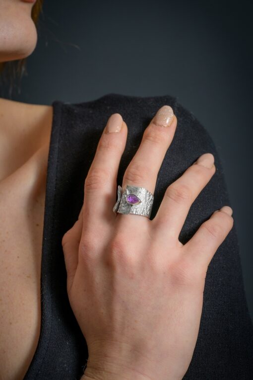 Amethyst Cocktail Ring by Caraliza Designs, Irish jewellery ethically handcrafted in sterling silver